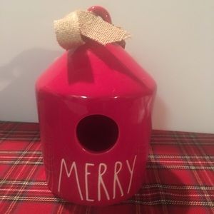 Rae Dunn Red “MERRY” Birdhouse
